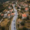 Aerial view of motorbike trip in the troodos villages