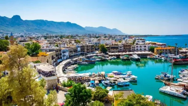 Picture of kyrenia harbour from kyrenia castle in North Cyprus