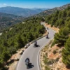 Motorcycles riding in the Troodos on a curvy road
