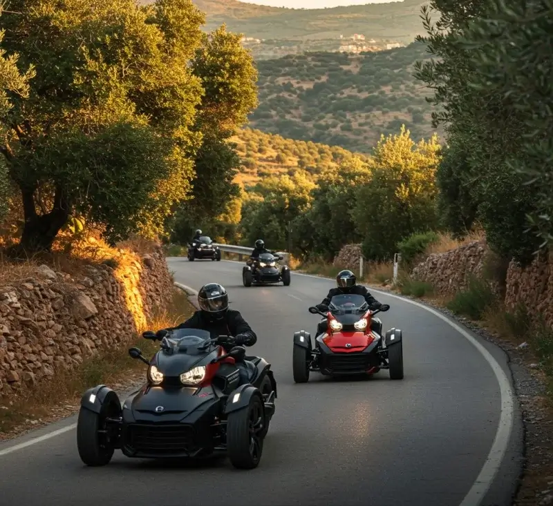 Can-Am Spyders on a tour in Greece