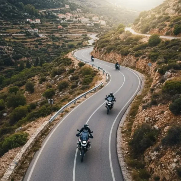 Motorbikes riding in the Commandaria region in Cyprus