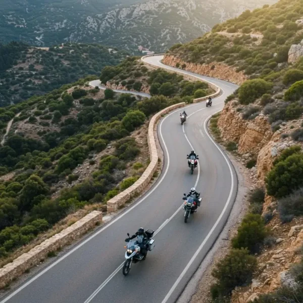 motorcycles riding in the Troodos on a curvy road