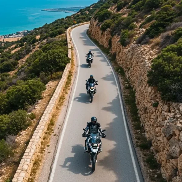 motorcycles in North Cyprus riding on a coastal road